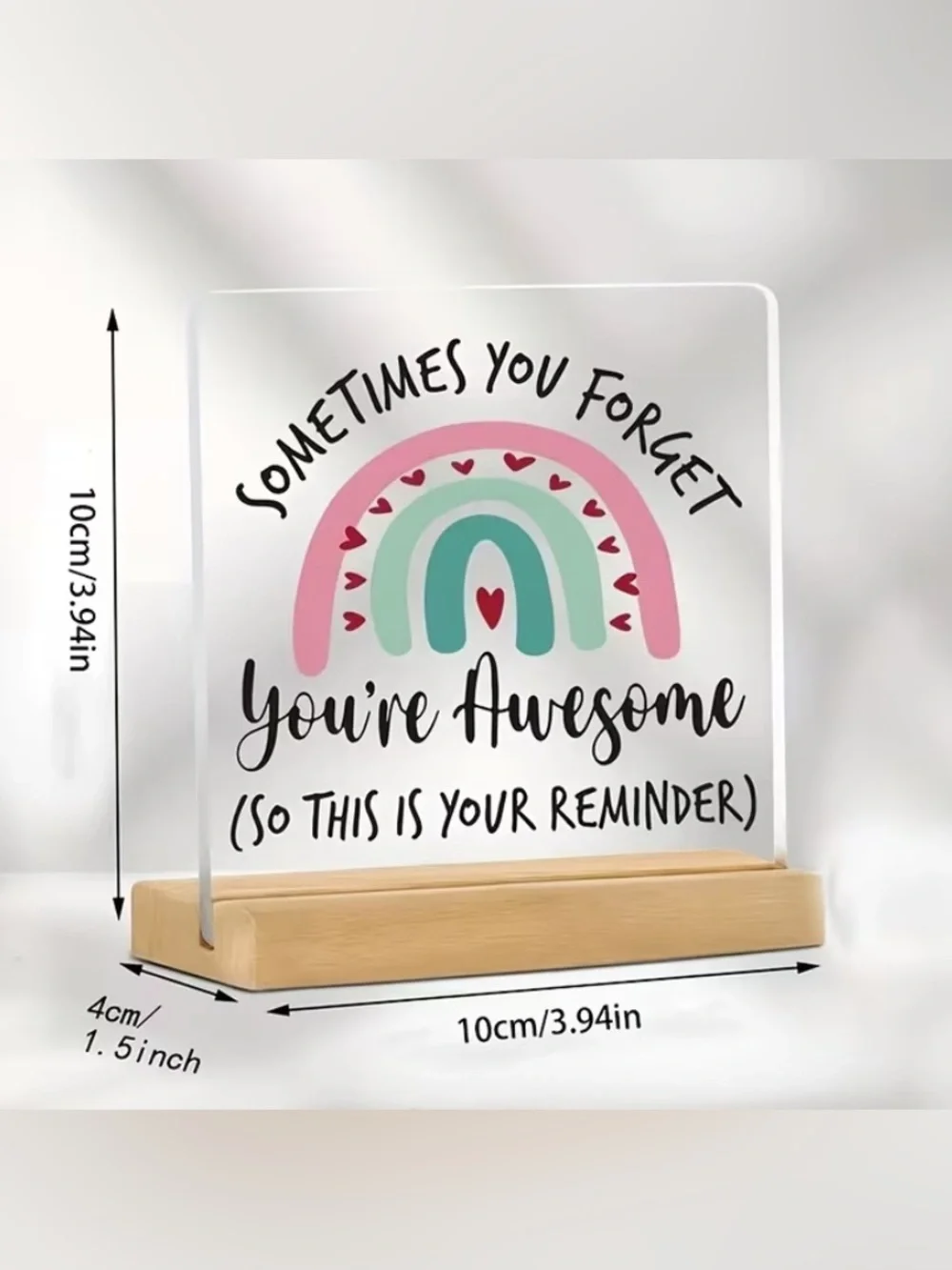 ACRYLIC 'You're Awesome' Desk Sign with Wooden Stand - Picture 2 of 4